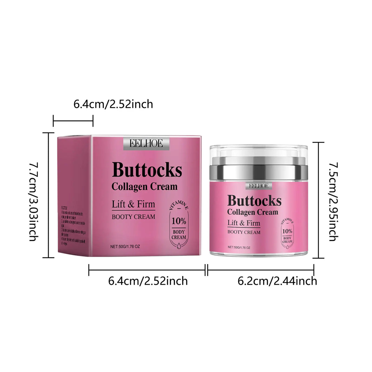 1PC Brazilian Collagen Hip Skin Care Cream 50G with 10% Vitamin E Moisturizing Elastic Smooth Body Smoother Hydrating Moisturizer Lotion for Daily Home Full Body Skin Care Gentle Body Care Holiday Gift for Young Ladies