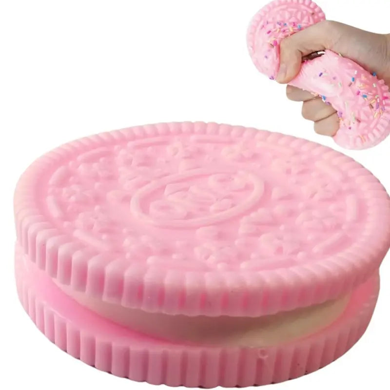 【World Largest】Mobeck Giant 6.5” Cookie Taba Squishy - Ultra Soft & Slightly Sticky Stress Relief Biscuit Toy, Viral Cookie Sensory Toy for Anxiety , Realistic Treat Design for ASMR & Fidget Fun, Fidget Toys for Kids&Adults