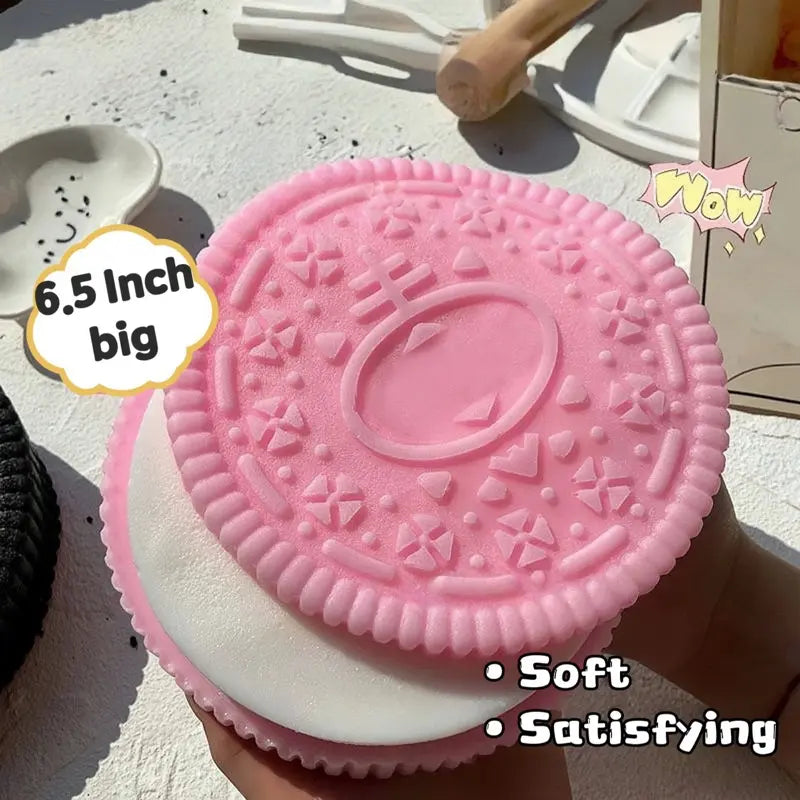 【World Largest】Mobeck Giant 6.5” Cookie Taba Squishy - Ultra Soft & Slightly Sticky Stress Relief Biscuit Toy, Viral Cookie Sensory Toy for Anxiety , Realistic Treat Design for ASMR & Fidget Fun, Fidget Toys for Kids&Adults