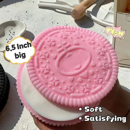【World Largest】Mobeck Giant 6.5” Cookie Taba Squishy - Ultra Soft & Slightly Sticky Stress Relief Biscuit Toy, Viral Cookie Sensory Toy for Anxiety , Realistic Treat Design for ASMR & Fidget Fun, Fidget Toys for Kids&Adults