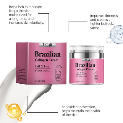 1PC Brazilian Collagen Hip Skin Care Cream 50G with 10% Vitamin E Moisturizing Elastic Smooth Body Smoother Hydrating Moisturizer Lotion for Daily Home Full Body Skin Care Gentle Body Care Holiday Gift for Young Ladies